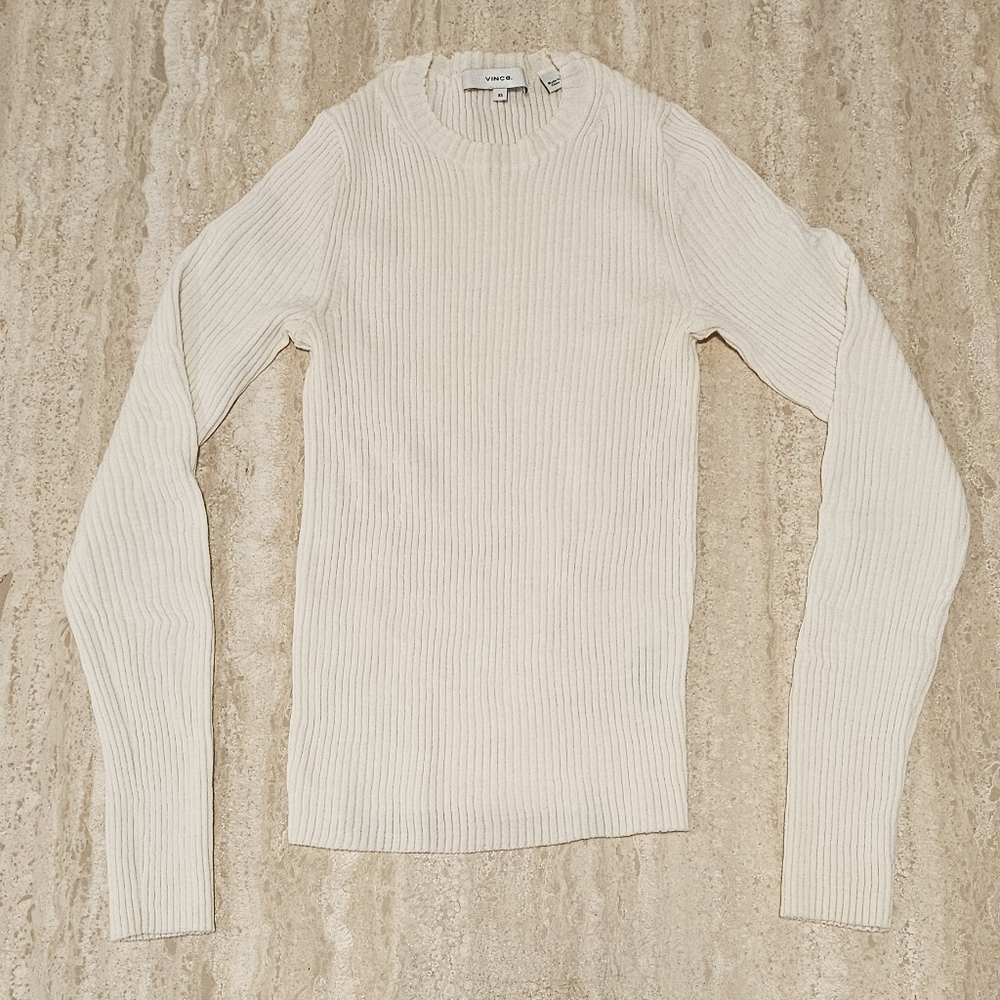 Vince Wool Rib Knit Crew Neck Sweater - Picture 2 of 7